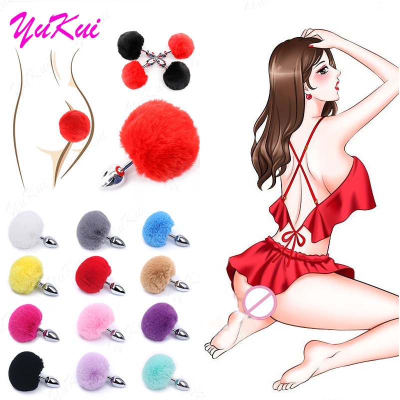 Sexy Anal Plug Bunny Tail Stainless Steel Butt Plugs...